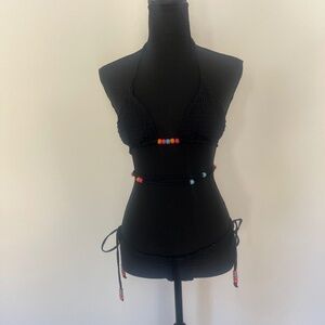 Beach Bunny Summer Haus Channing Black Smocked Bikini Set, S